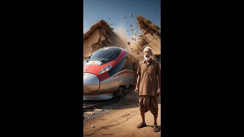 Grandfather builds a bamboo house on barren land and a train hits it 😭 #ai​ #tree​ #home​ #train​