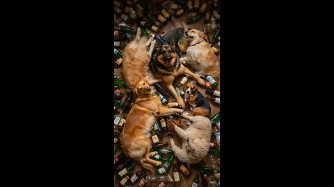 Dogs drinking