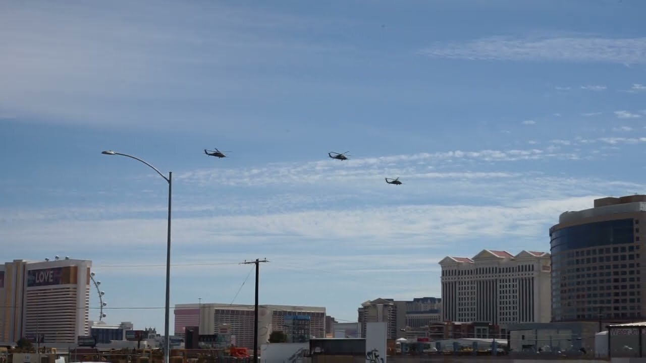 Military Helicopters Flying Over the Las Vegas Strip