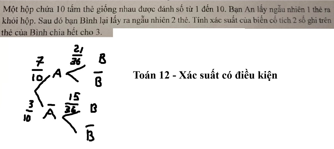 Toán 12: Một hộp chứa 10 tấm thẻ giống nhau được đánh số từ 1 đến 10. Bạn An