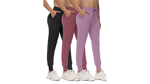 3 Pack Joggers for Women, Sweatpants with Pockets, Plus Size Comfy Lounge Pants (S-5XL).