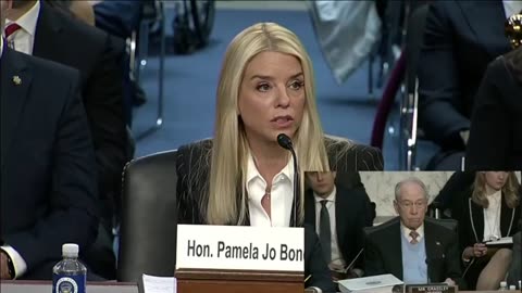 Pam Bondi at her confirmation hearing on fighting human trafficking