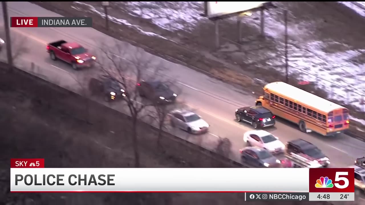 Aerial view of WILD police chase in Chicago