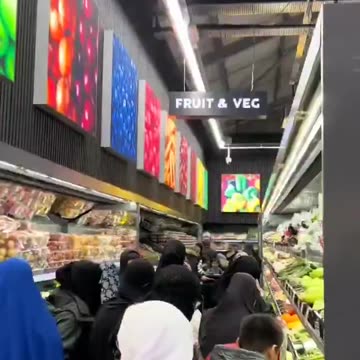 A supermarket opening in the small town of Batley in West Yorkshire, England.