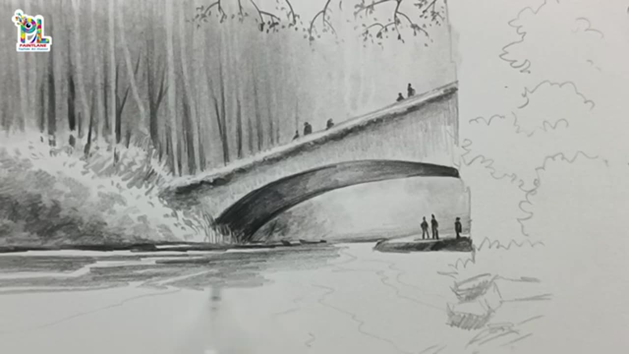 How to draw Old Bridge in Forest Scenery Art