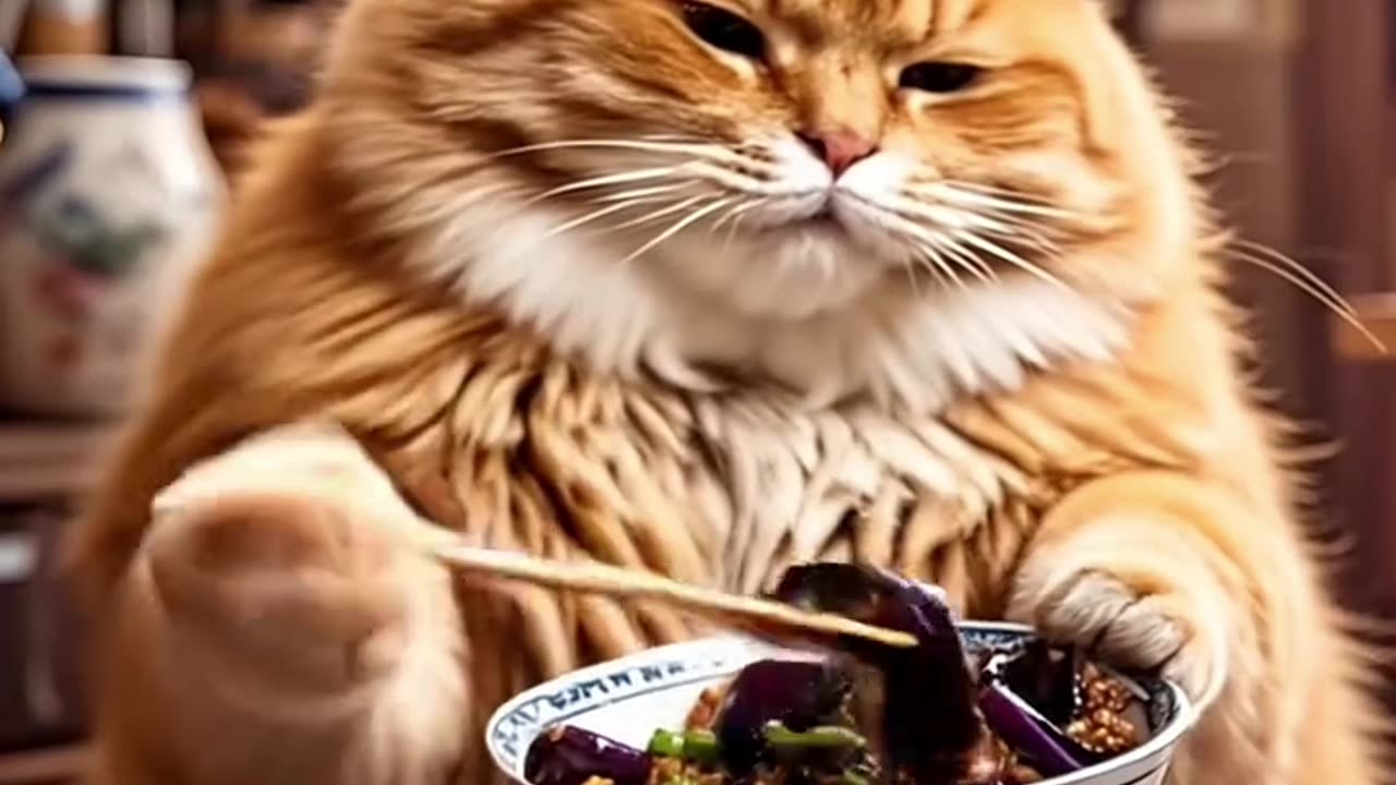 Cat cooking food 🥰🥰🥰