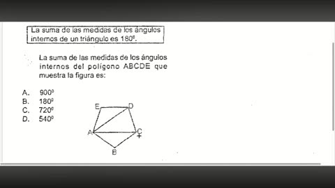 Finding the internal sum of the angles of a polygon, mathematics entrance exam