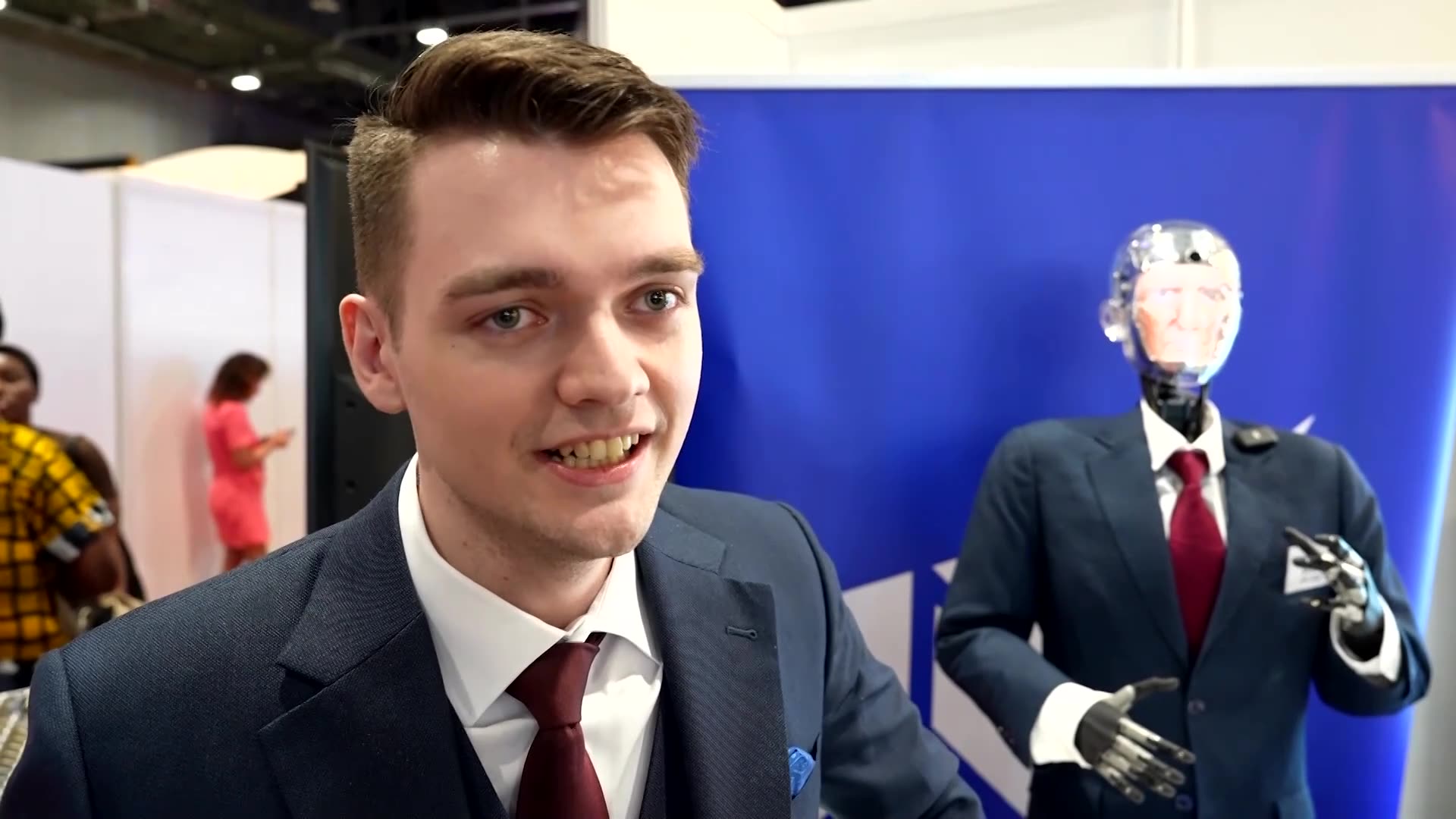 Robot displays the faces of Trump, Obama at Geneva AI summit