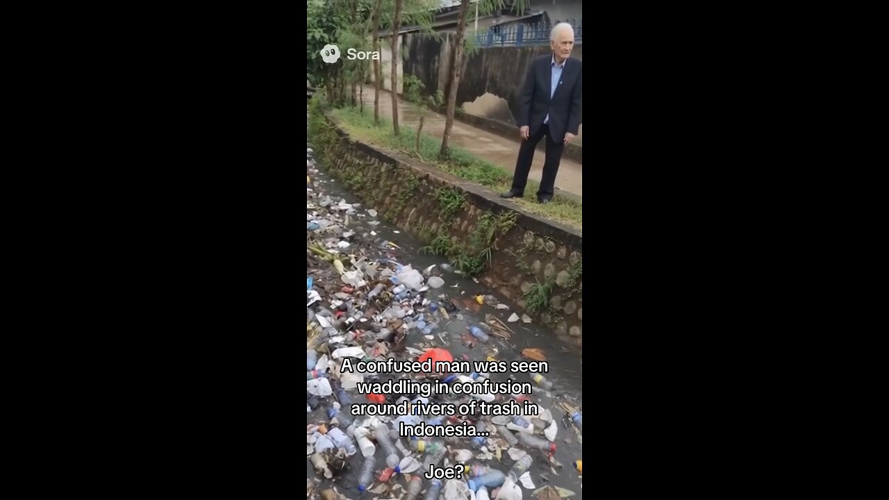 Joe Biden spotted near Indonesian River of trash