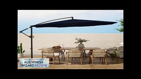 Patio Offset Hanging Umbrella 10 FT Cantilever Outdoor Umbrellas w/Infinite Tilt Fade Review