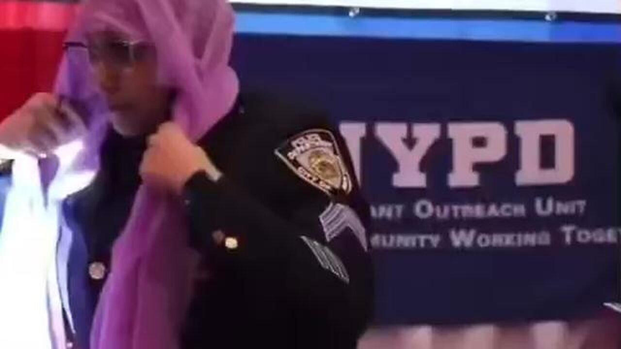 New York Police Department educating the public on how to properly wear a hijab