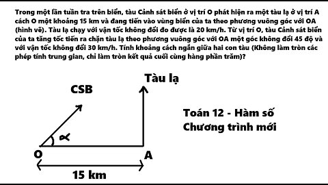 Toán 12: Trong một lần tuần tra trên biển, tàu Cảnh sát biển ở vị trí O phát hiện ra một tàu lạ ở vị