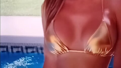 Gold bikini model