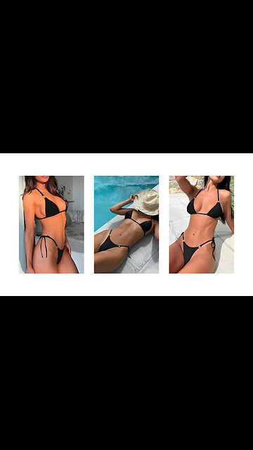 Thong Bikini Set for Women, Halter String Bikini, Cheeky Two Piece Swimsuit Adjustable