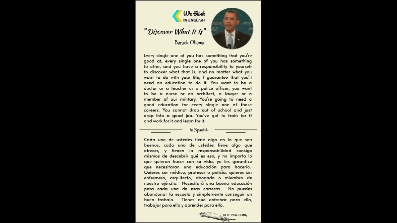 Learn American English with Barach obama's speech "discover" what