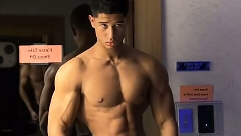 18 years old Bodybuilder flexing muscles