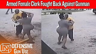 Armed Woman Drags Gunman Out of Store Before Firing Two Shots