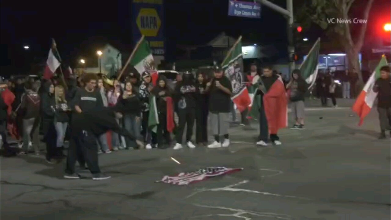 Immigrants in Oxnard, CA Burning US Flag! You want to let more in? Or Deport them all?!?