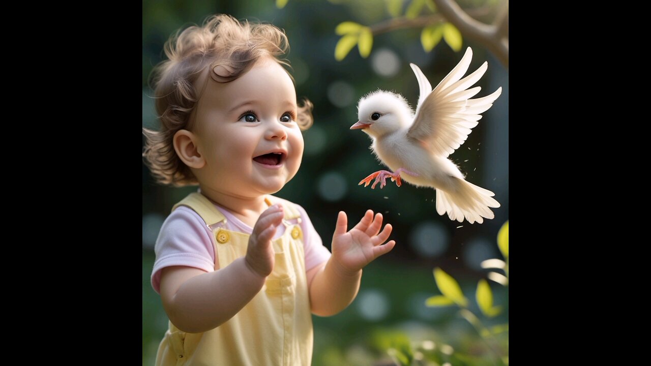 Adorable Bond Between a Baby and a Baby Bird