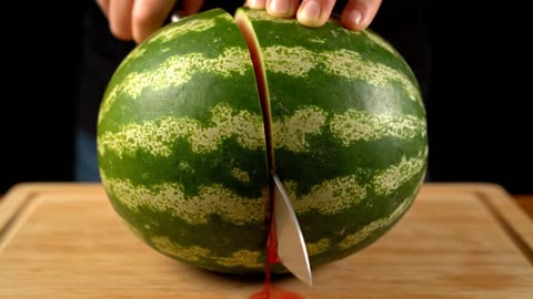 Cutting a Whole Watermelon in One Clean Slice 🍉💦 | Juicy ASMR