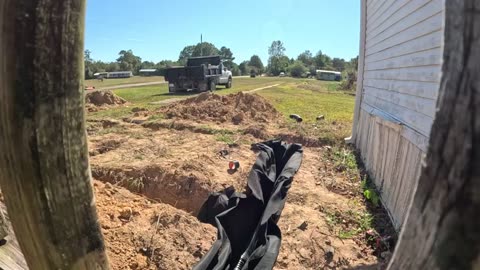 Burying the pipes. French Drain and Gutter Runoffs