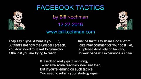 FACEBOOK TACTICS -- an original song by Bill Kochman.