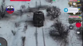 Drone strikes on a armored personnel carrier VAB, a BMP-2 and a M1126 Stryker