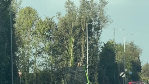 Trampoline Rolls Down Carriageway in Northern Ireland During Storm Amy