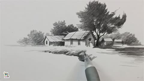 How to draw Houses in Village Scenery Art