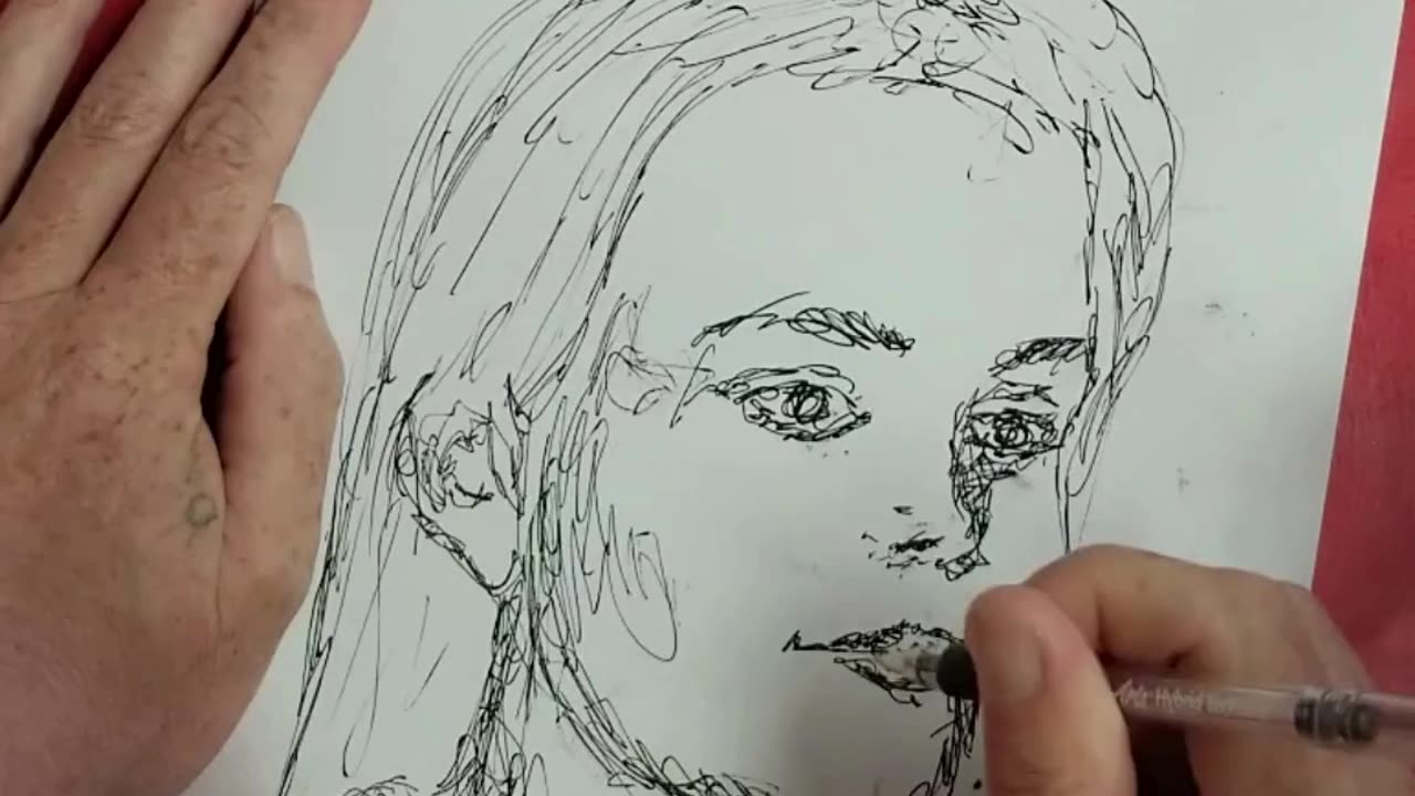 Scribble sketching a face art video