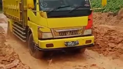 the truck driver's action on an extreme muddy road