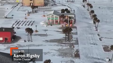 Heavy Snow on the Beach in Pensacola, Florida