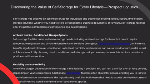 Discovering the Value of Self-Storage for Every Lifestyle — Prospect Logistics