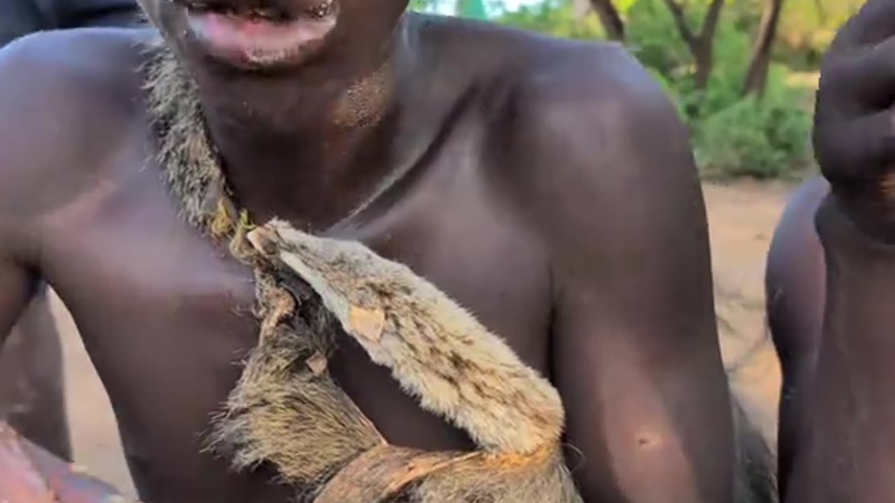 Unbelievable 😯😵😆😂, see bushman eat all food alone