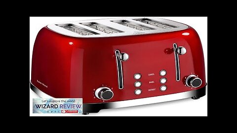 4 Slice Toaster Roter Mond Retro Stainless Steel Toasters with Bagel Defrost Review