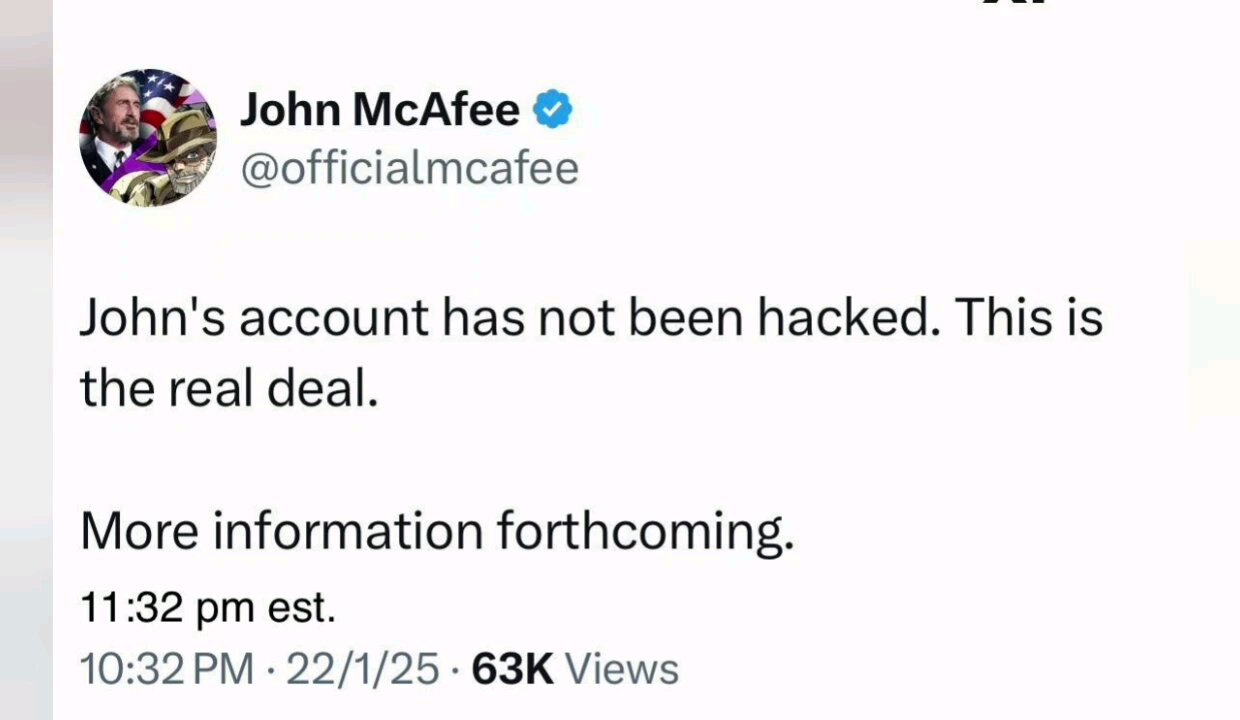 John Mcafee's X Account Reactivated-Dead Man's Switch ?