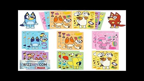 6/12/18pcs Bluey Anime Cartoon Dog Puzzle Stickers Cute Children DIY Color Puzzle Review