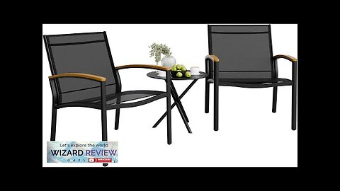 Shintenchi 3 Pieces Patio Bistro Sets Outdoor Textilene Fabric Conversation Bistro Set Review