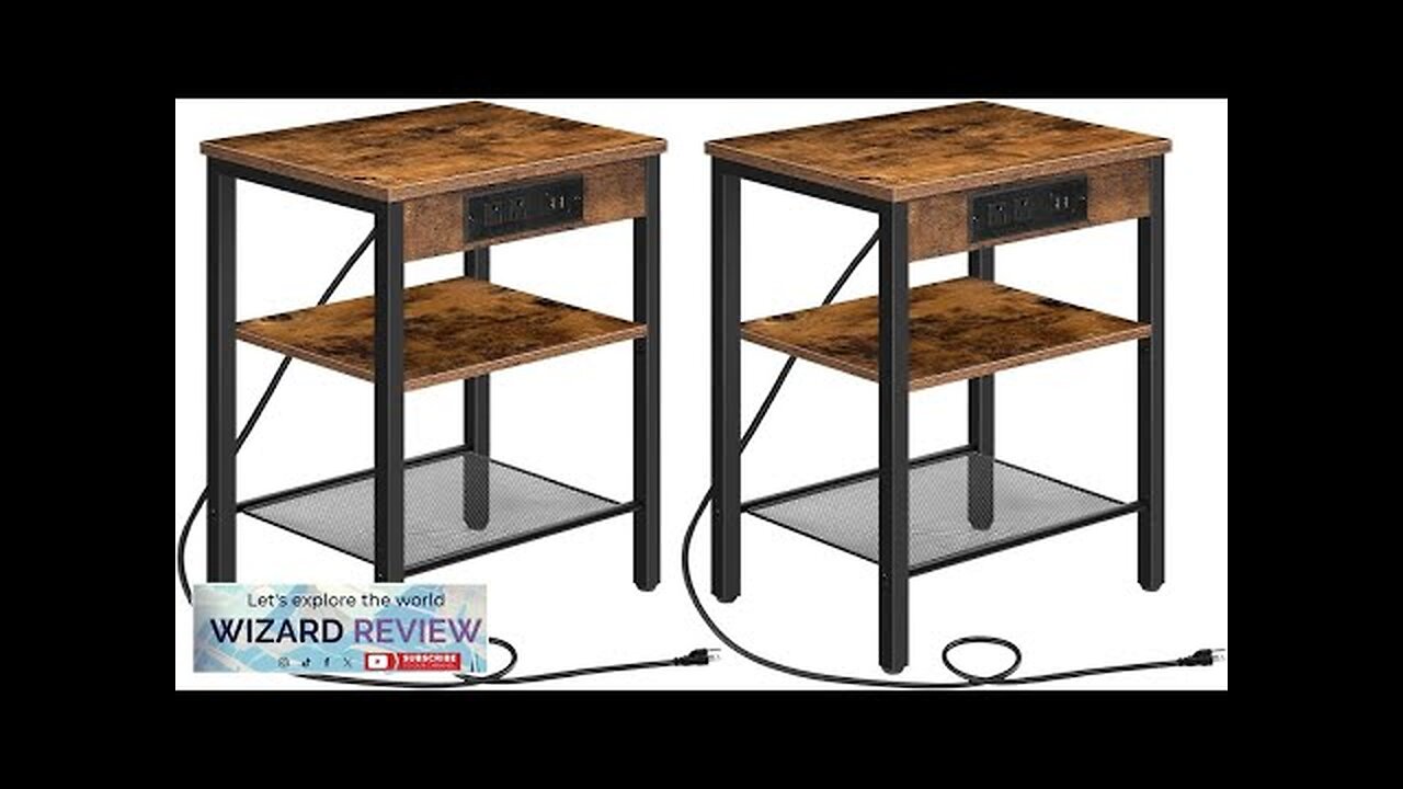 HOOBRO End Tables Set of 2 with Charging Station and USB Ports Review