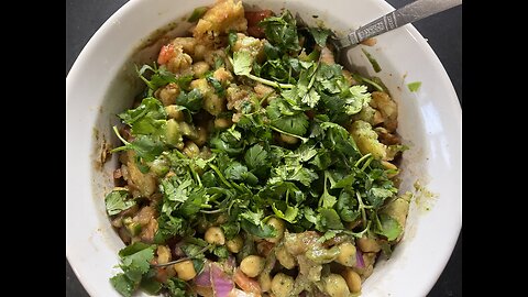 Eating home made Chana chaat