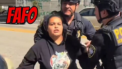 FAT ANTIFA ANTAGONIZING COPS AND FOUNDS OUT