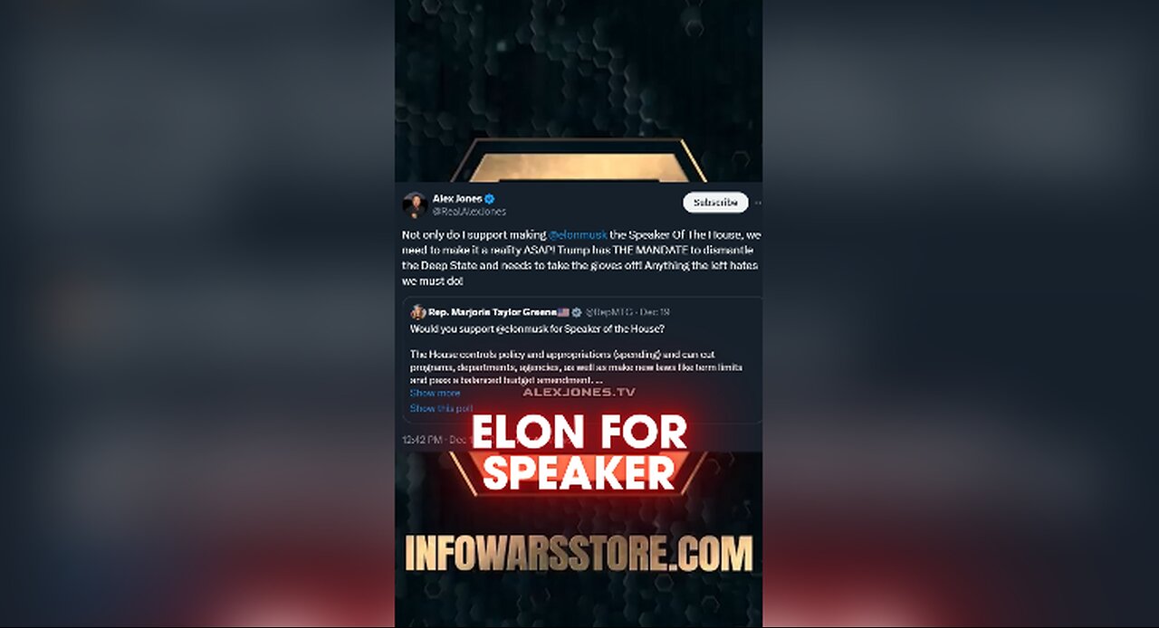 Elon Musk For Speaker of The House - Alex Jones on X