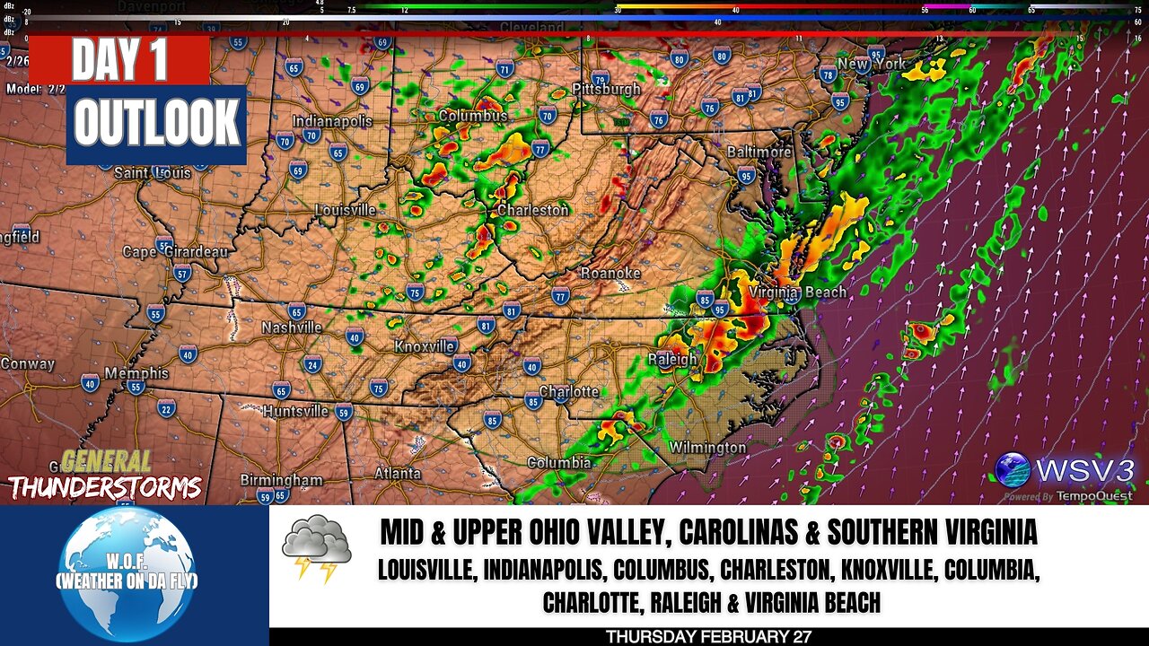 🌩️ Thunderstorms & Hail: Ohio Valley to Virginia! 2/27/25 #shorts #weatherupdate #stormalert