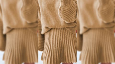 Ribbed Knit Long Sleeve Top and Skirt Sweater Set