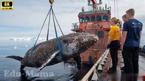 Whale in Trouble: Rescue Team Rushes to Save Injured Giant😭😭