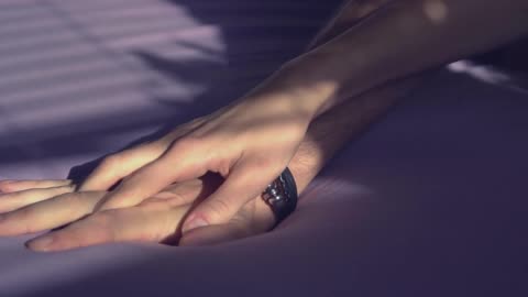 Lovely Couple Hands Caressing Each Other Gently