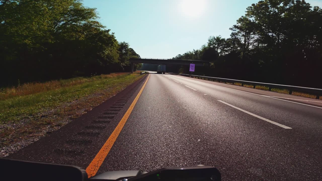 Point of View of a Person Riding a Motorcycle