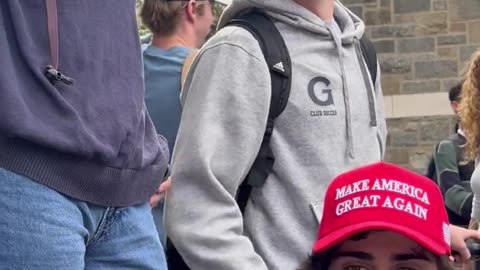 While tabling at Georgetown University, a student called us fascists for wearing a MAGA hat.