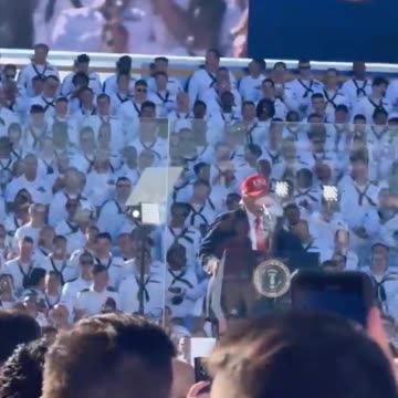 Navy jets zip by overhead as POTUS takes to the podium
