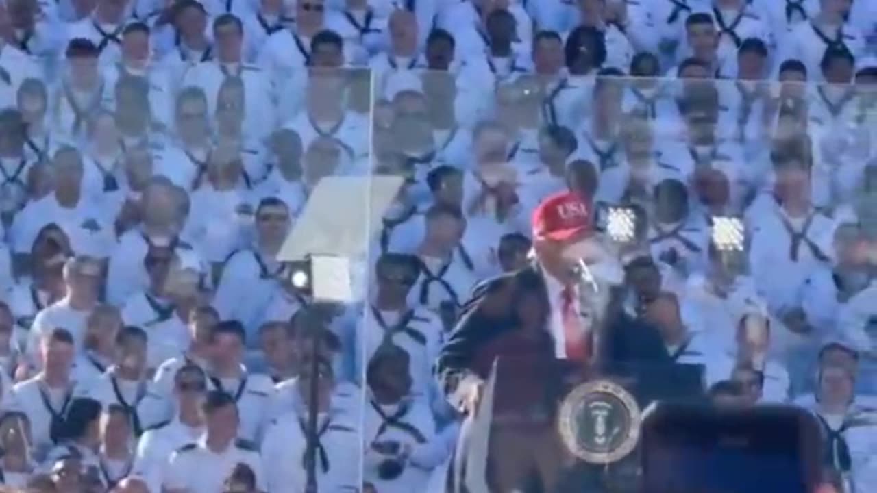 Navy jets zip by overhead as POTUS takes to the podium